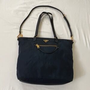 PRADA Vintage 2 Way Tessuto Nylon Saffiano Shoulder Tote Blue
